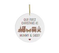 First Christmas as Mummy & Daddy - Tree Decoration Ornament Bauble Growing Family Keepsake - New Baby Gift, Baby shower, Gingerbread Train, Family Christmas