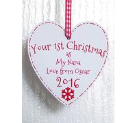 First Christmas As My... Heart Decoration Personalised With Any Name And Year 1st Xmas Tree Decoration Handmade in the UK (Nana)