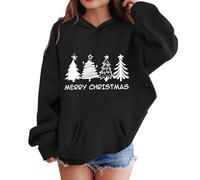 First Christmas Baby Girl Outfit Elf Costume Toddler Santa Festive Reindeer Print Girls Hooded Fleece Pullover Cozy Winter Wear Playful Holiday Soft Casual Kids Sweatshirt Black