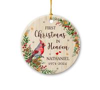 First Christmas In Heaven Crimbo Baubles Ceramic Christmas Tree Decorations With Ribbon Ceramic Hanging