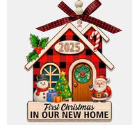 First Christmas in Our New Home 2025-2 Layered Wood Ornament - Cozy House Christmas Decoration - Gift for New Homeowners and Families