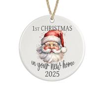 First Christmas in Your New Home 2025 Ceramic Ornament, Housewarming Christmas Tree Bauble Decoration (Santa)