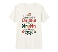 First Christmas Married 2026 Mr and Mrs Newlyweds Premium T-Shirt