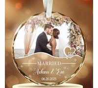 First Christmas Married Bauble, Personalized Mr and Mrs Crystal Ornaments - Perfect Bridal Shower Gifts for Newlyweds,Her,Brides,and Just Married Couples B1