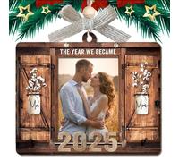 First Christmas Married Ornament 2025, Marriage Just Married Gifts Our First Christmas As Mr and Mrs Decoration for Newlyweds Wedding Gifts Bride Shower party Ornament (Brown-photo frame)