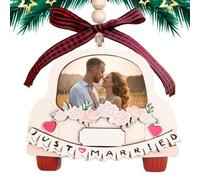 First Christmas Married Ornament 2025, Marriage Just Married Gifts Our First Christmas As Mr and Mrs Decoration for Newlyweds Wedding Gifts Bride Shower party Ornament (Pink-photo frame)