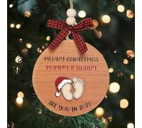 First Christmas Ornament, New Parents Coming Soon 2026, Merry Christmas Mommy & Daddy See You in 2026, Xmas Tree Hanging Ornaments Gift for Expecting Parents, First Time Mom Dad Gifts (Red & Brown)