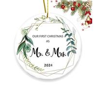 First Christmas Retired 2024 Ornaments Christmas Tree, Whimsical Woodland Ornament, Housewarming present, Homeowner Present, 3" Flat Ceramic Ornament (C)