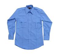 First Class 100% Polyester Long Sleeve Men's Uniform Shirt White, Light Blue, XL