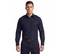 First Class 100% Polyester Long Sleeve Men's Uniform Shirt White, Navy Blue, S