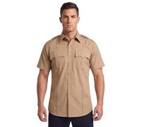 First Class 100% Polyester Short-Sleeve Adult Men's Uniform Shirt Tan Gold Size: L