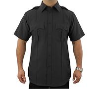 First Class 100% Polyester Short Sleeve Men's Uniform Shirt White, Black, Medium