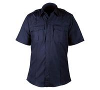 First Class 100% Polyester Short Sleeve Uniform Shirt - 4 Pocket, Breathable, Underarm & Yoke Mesh Vent, Lightweight Shirt, Navy Blue, L