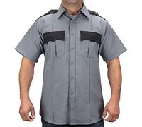 First Class 100% Polyester Two Tone Men's Uniform Shirt, Light Gray & Black, S