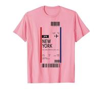 First Class Boarding Pass New York Flight Ticket T-Shirt, Men, Pink, Medium