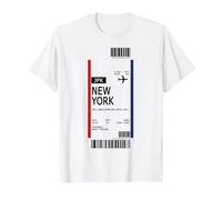 First Class Boarding Pass New York Flight Ticket T-Shirt, Men, White, 3X-Large