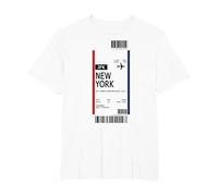 First Class Boarding Pass New York Flight Ticket T-Shirt, Men's Big and Tall, White, 5X Tall