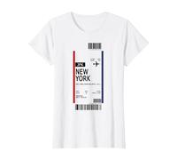 First Class Boarding Pass New York Flight Ticket T-Shirt, Women, White, XX-Large