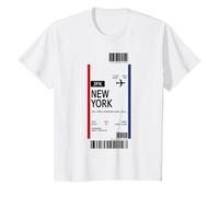 First Class Boarding Pass New York Flight Ticket T-Shirt, Youth, White, Medium