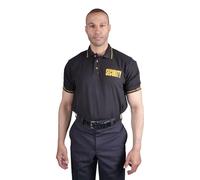 First Class Poly Cotton Tactical Security Polo Shirt with Woven Security Sleeves and Collars, Black W/ Gold, Large