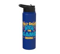 First Class The Game Begins First Day of School, Boy Stainless Steel Insulated Water Bottle