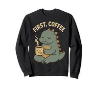 First Coffee Cute Kaiju Mythical Funny Graphic Sweatshirt