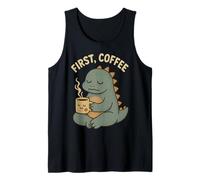 First Coffee Cute Kaiju Mythical Funny Graphic Tank Top