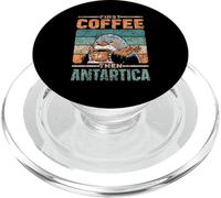 First Coffee Then Antarctica Continent Retro Antarctica PopSockets PopGrip for MagSafe