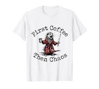 First Coffee Then Chaos Funny Possum Coffee Lover, Value Graphic T-Shirt, Men, White, XL