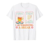 First Coffee Then Data Funny Work Design Value Graphic T-Shirt, Men, White, XL