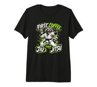 First Coffee Then Jiu Jitsu - Coffee BJJ Racoon Premium T-Shirt