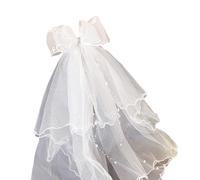 First Communion Accessories Set For Girls White Bow Veil With Secure Hair Clip Ceremony Easter Dress Attachments White Tulle First Holy Communion Veil