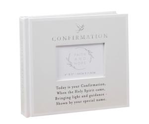 First Communion / Confirmation Photo Album Holds 50 4" x 6" - Grey / White