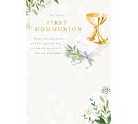 First Communion Greeting Card, Religious Celebration, Chalice and Bible Design, Floral Botanical Theme