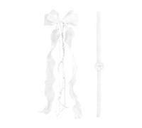 First Communion Hair Accessories,Organza Ribbon Headpiece,Pearl Bow Headband | for Ceremony Party Birthday Special Event Church Formal Dinner Dining Hall Photoshoot Home Apartment