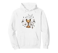 First Communion Mom Chalice Wheat Modern Minimalist Catholic Pullover Hoodie