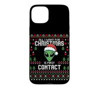 First Contact Alien UFO Christmas Ugly Xmas Sweater Case for iPhone 15 Plus