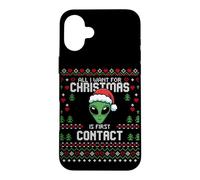 First Contact Alien UFO Christmas Ugly Xmas Sweater Case for iPhone 16 Plus