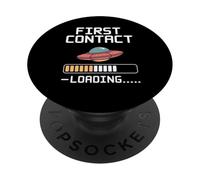 First Contact Loading Funny UFO Alien Design PopSockets Adhesive PopGrip