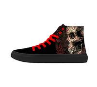 FIRST DANCE Men's Skull Print High Top Sneakers, Black, Size: 10 UK