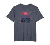 First Day 2nd Grade Princess Crown Stars Hearts T-Shirt, Men's Big and Tall, Heather Blue, 2X Tall