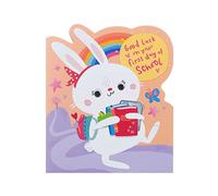 First Day At School Card For Her/Girl With Envelope - Cute Bunny Cartoon Design, By UK Greetings