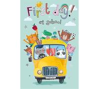 First Day at School Greeting Card, Animal Design with Silver Foil, Mint Green