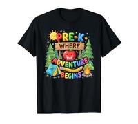 First Day Back to School Pre-K Cute Adventure Teacher Value Graphic T-Shirt, Men, Black, S