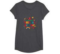 First Day Best Day School Celebration for Kids T-Shirt, Girls, Dark Heather Grey, Large