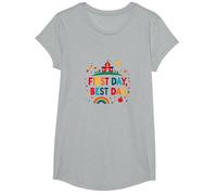 First Day Best Day School Celebration for Kids T-Shirt, Girls, Heather Grey, Large