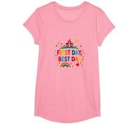 First Day Best Day School Celebration for Kids T-Shirt, Girls, Pink, Large