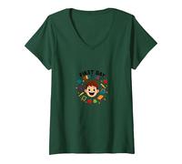 First Day Best Day School Excitement for Kids V-Neck T-Shirt, Women, Forest Green, M