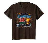 First Day Champion 1st Grade Star Student Trophy T-Shirt, Kids, Brown, 8 Years