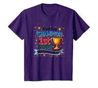 First Day Champion 1st Grade Star Student Trophy T-Shirt, Kids, Purple, 2 Years